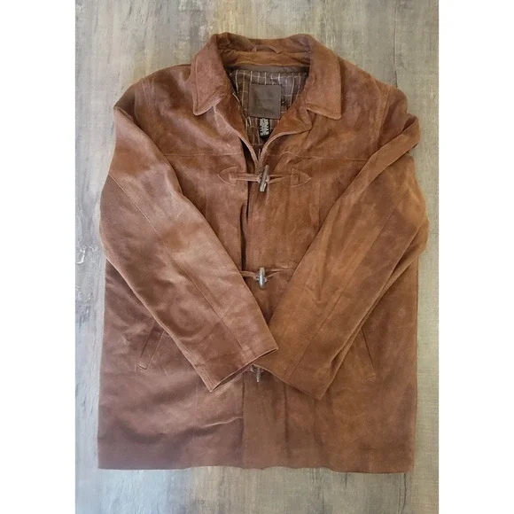 J.Crew Men's Large Brown 100%‎ Leather Suede Coat Zipper Lining Jacket EUC - Picture 2 of 16